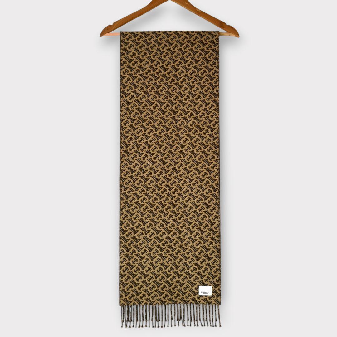 美品 BURBERRY カシミヤマフラー TBロゴ ブラウン 希少