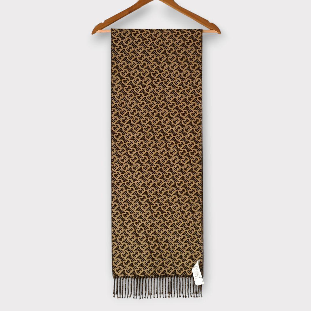 美品 BURBERRY カシミヤマフラー TBロゴ ブラウン 希少