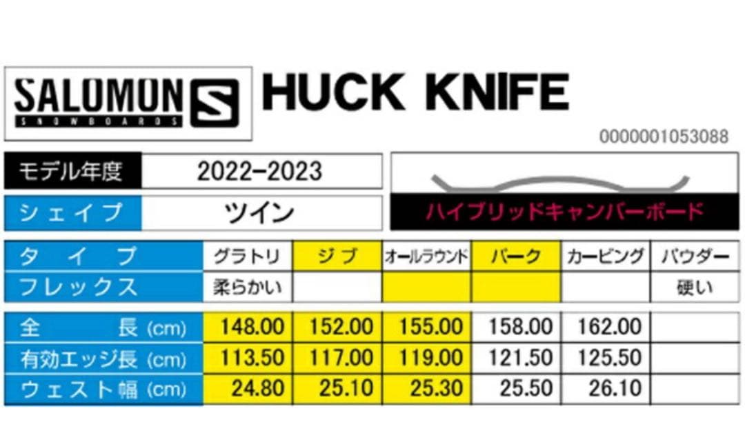 使用3回 SALOMON HUCK KNIFE22-23 155ビンディング付