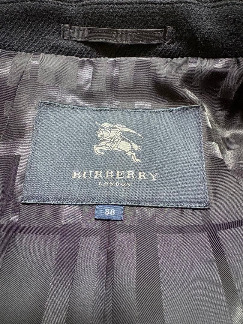 美品⭐︎バーバリーロンドン　ウールコート　38 カシミヤ混　ネイビー　ノバチェック