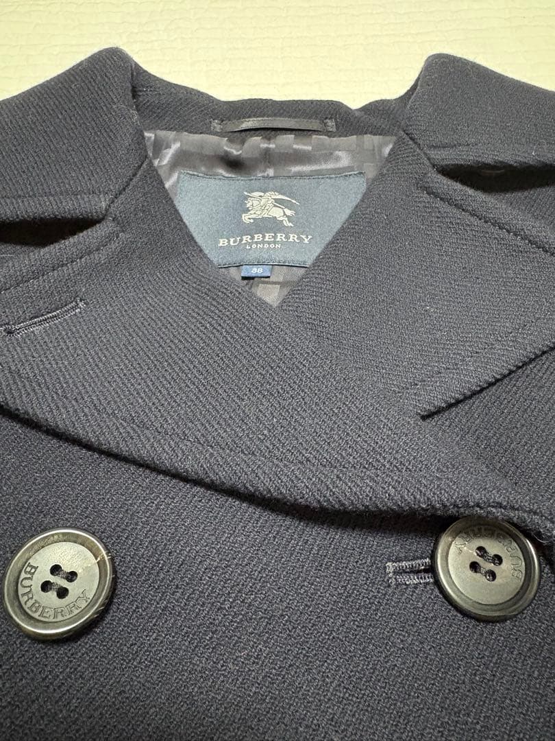 美品⭐︎バーバリーロンドン　ウールコート　38 カシミヤ混　ネイビー　ノバチェック