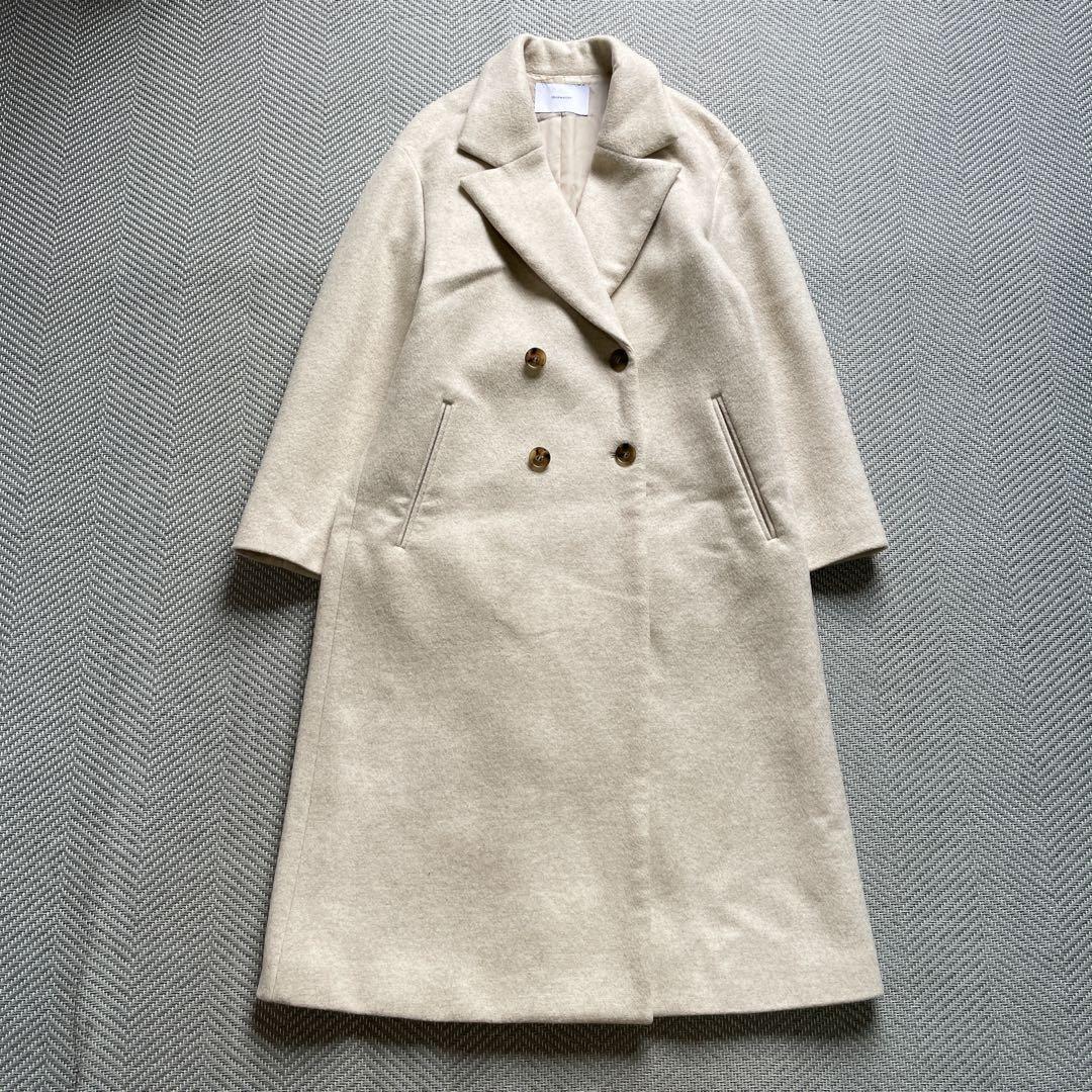 美品　フレームワーク　ダブルチェスターコート　ロング　カシミヤ混　大きいサイズ