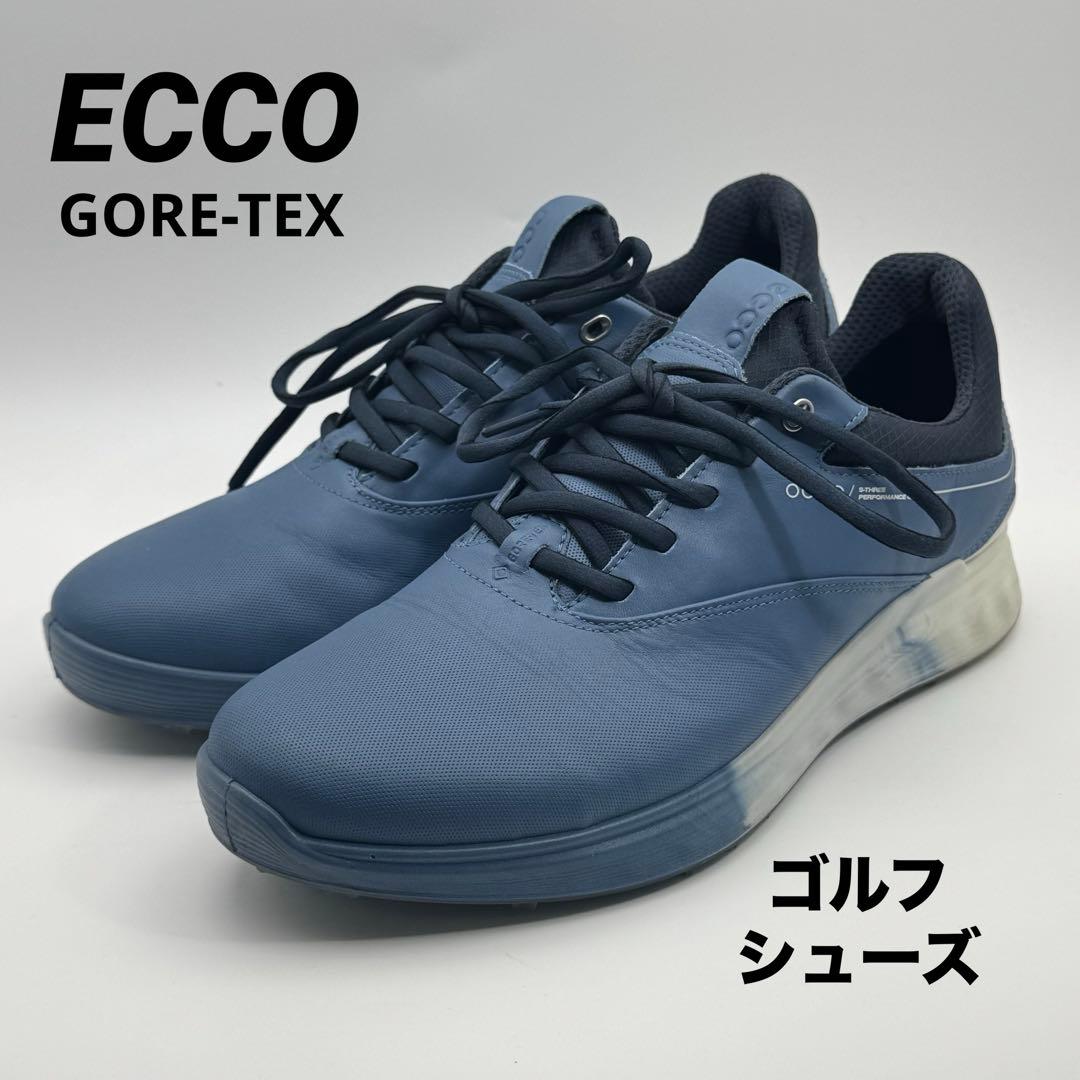 美品　ecco エコーメンズ レザー ゴルフシューズ ゴアテックス
