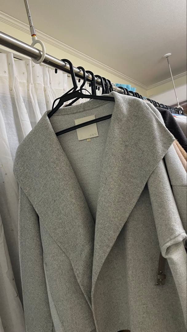 自由区コート 飾りベルト付き　ダブルフェイス