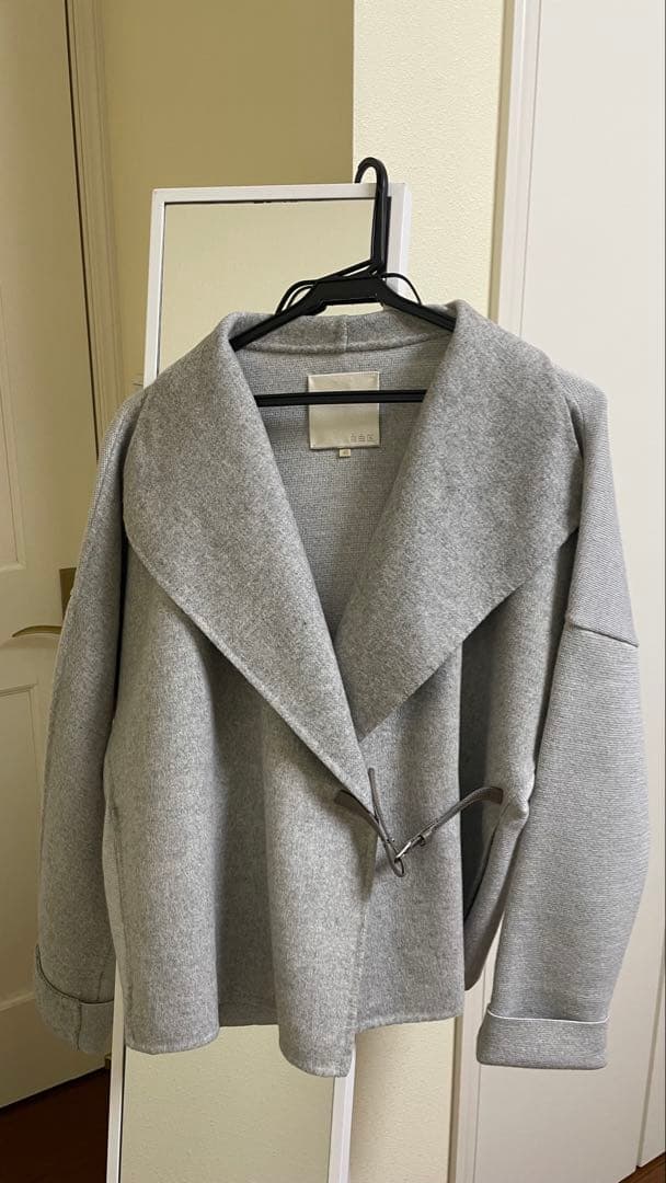 自由区コート 飾りベルト付き　ダブルフェイス