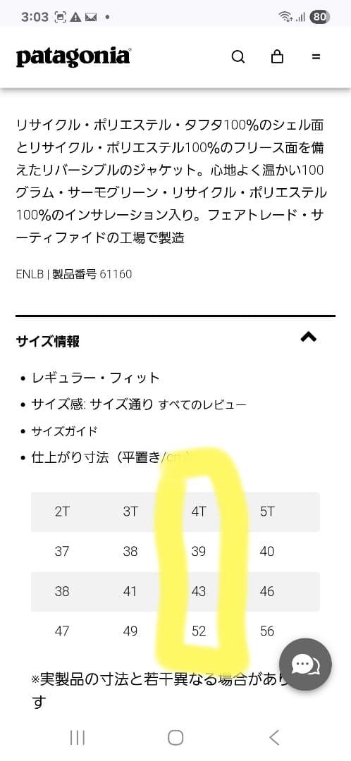 Patagonia ベビー・リバーシブル・トリブルズ・フーディ　4T　新品