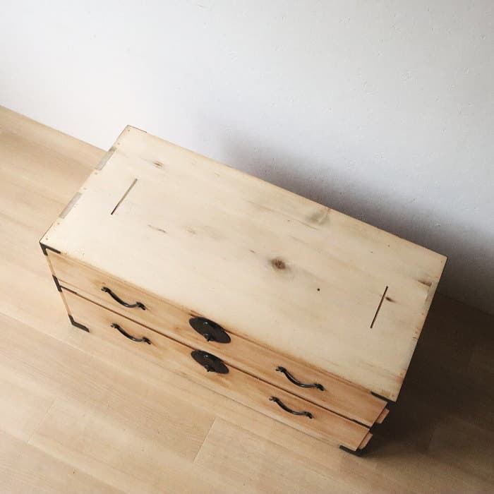 アンティーク 2段 チェスト 古家具 無垢材 無塗装 和箪笥 無垢材