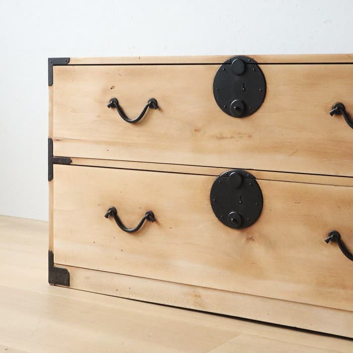 アンティーク 2段 チェスト 古家具 無垢材 無塗装 和箪笥 無垢材