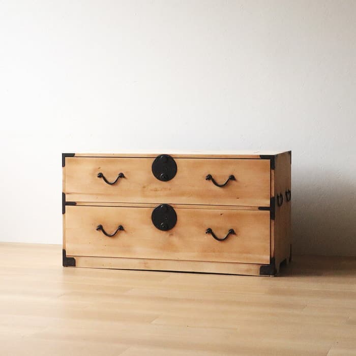 アンティーク 2段 チェスト 古家具 無垢材 無塗装 和箪笥 無垢材