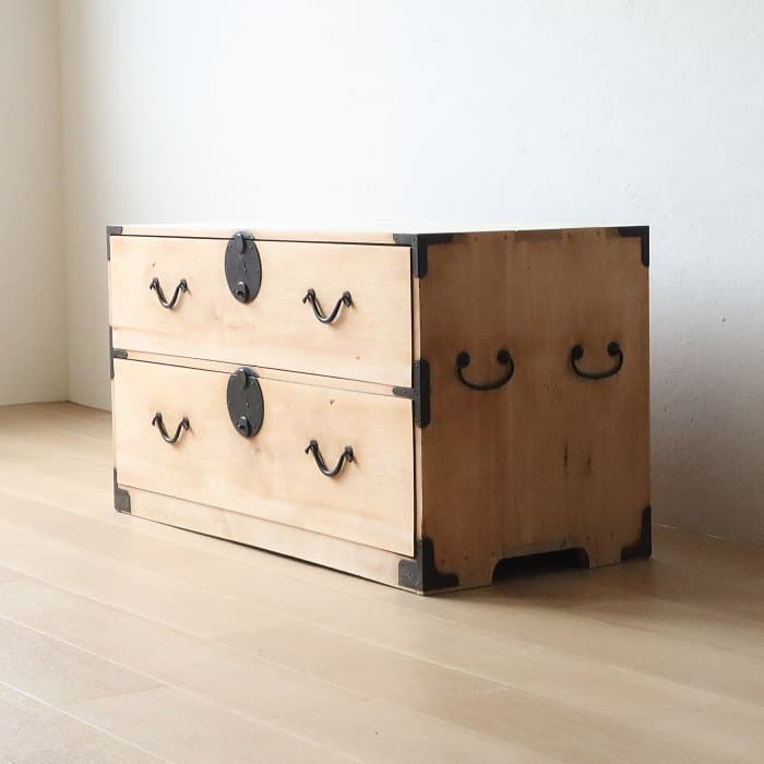 アンティーク 2段 チェスト 古家具 無垢材 無塗装 和箪笥 無垢材