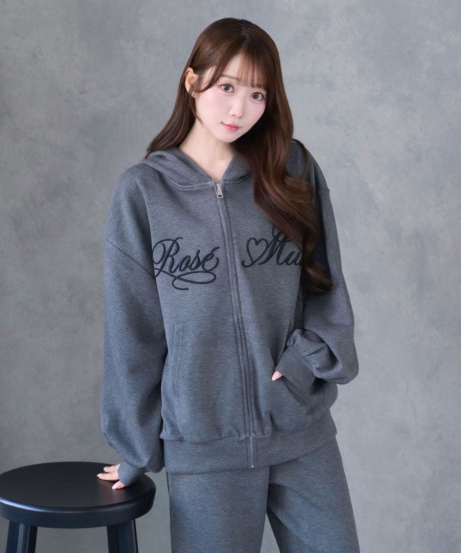 RoseMuseロゼミューズ Logo 3d embroidery hoodie