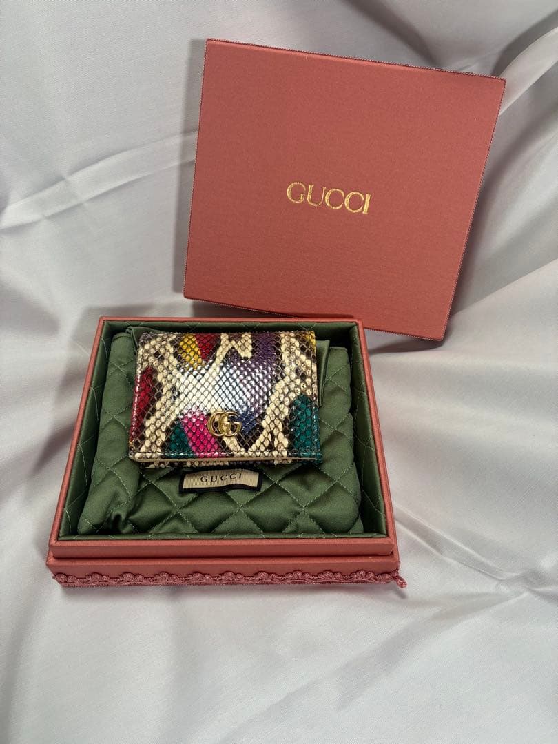 GUCCI ダブルG パイソン マルチカラー スモールウォレット 二つ折り財布