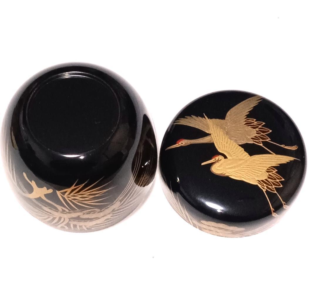 茶道具　蒔絵師祐志作　黒漆塗宝山来金蒔絵大棗　骨董　美品！！