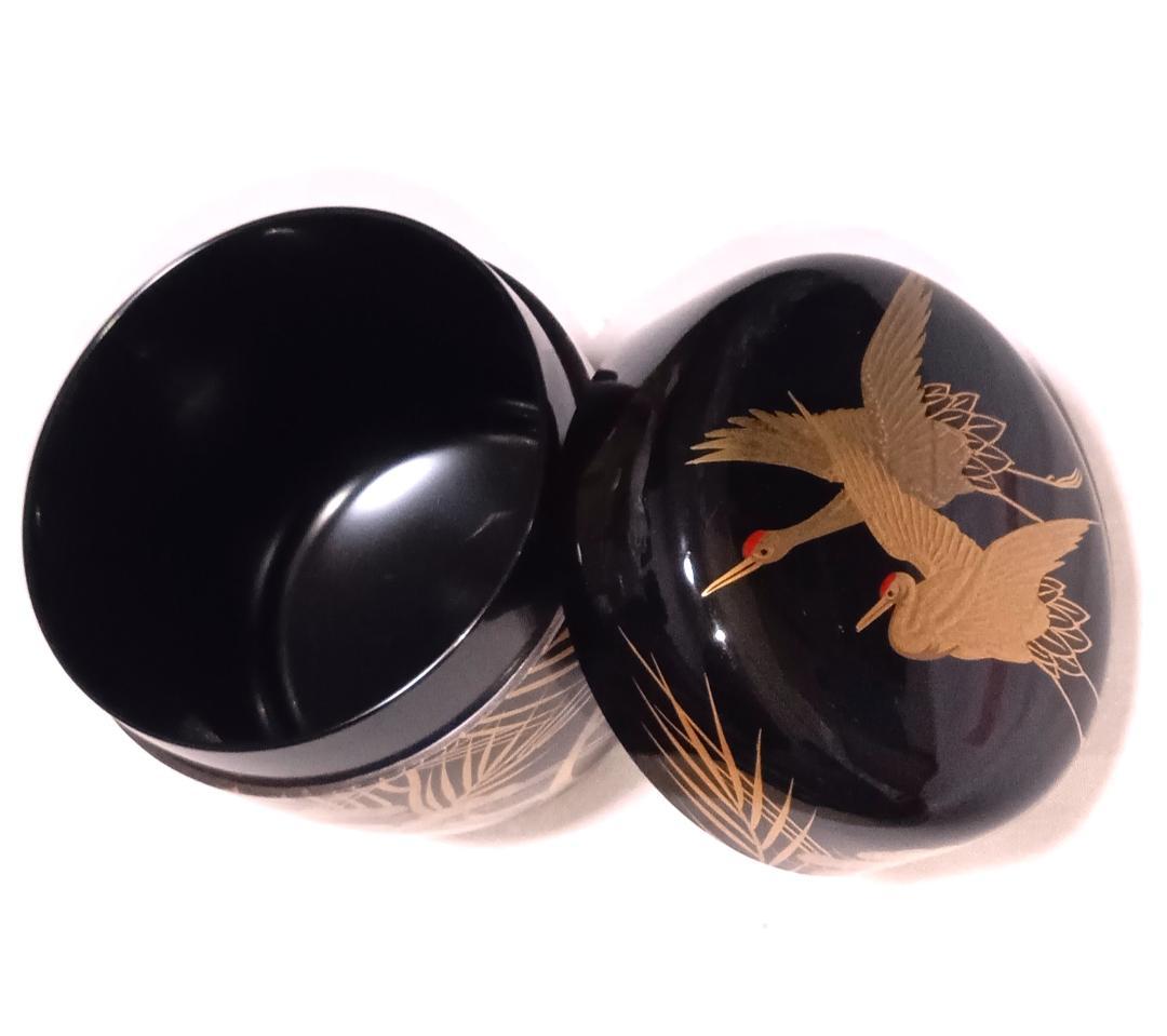 茶道具　蒔絵師祐志作　黒漆塗宝山来金蒔絵大棗　骨董　美品！！