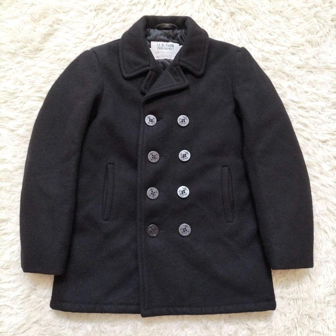 美品 USA製 ショット 740N メルトンウール ピーコート ブラック 20