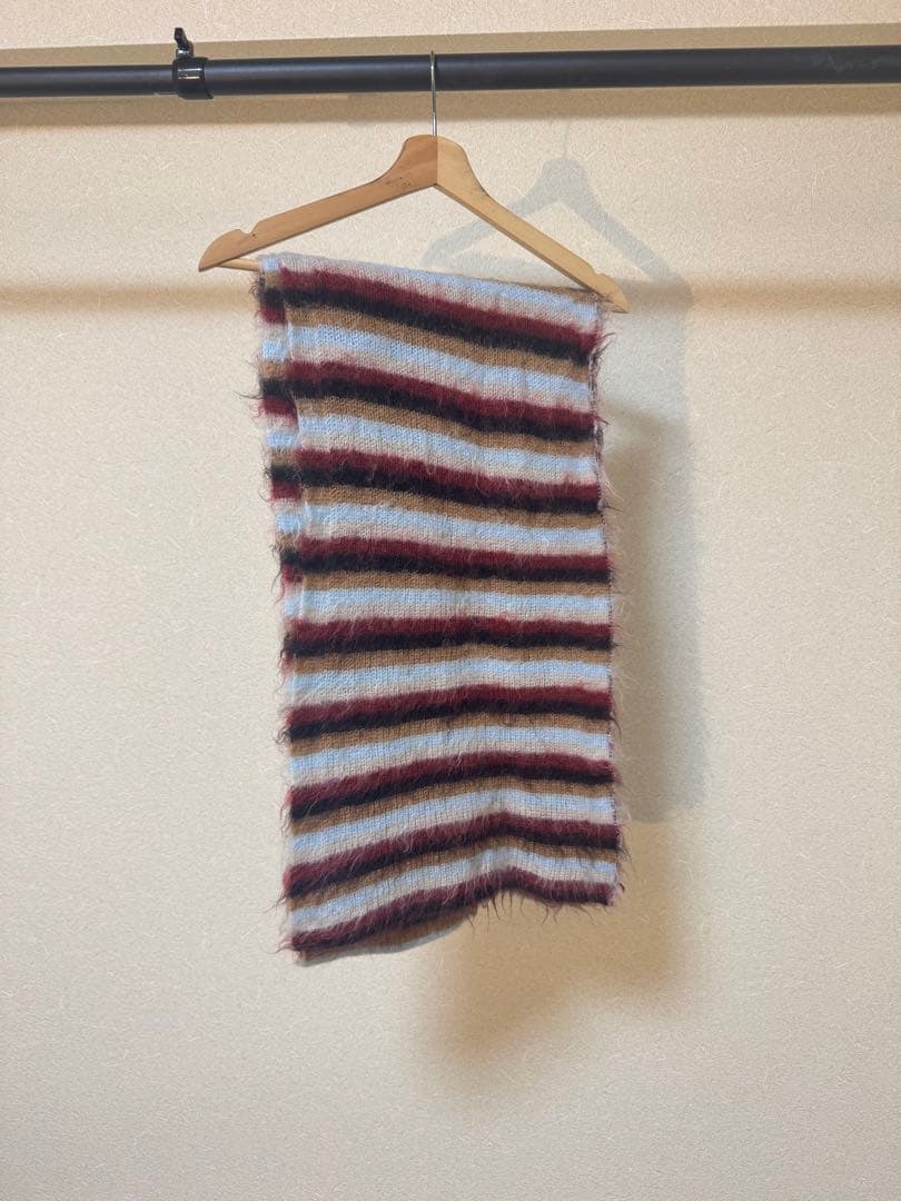 【YOKE】MOHAIR BORDER LONG STOLEモヘアマフラー