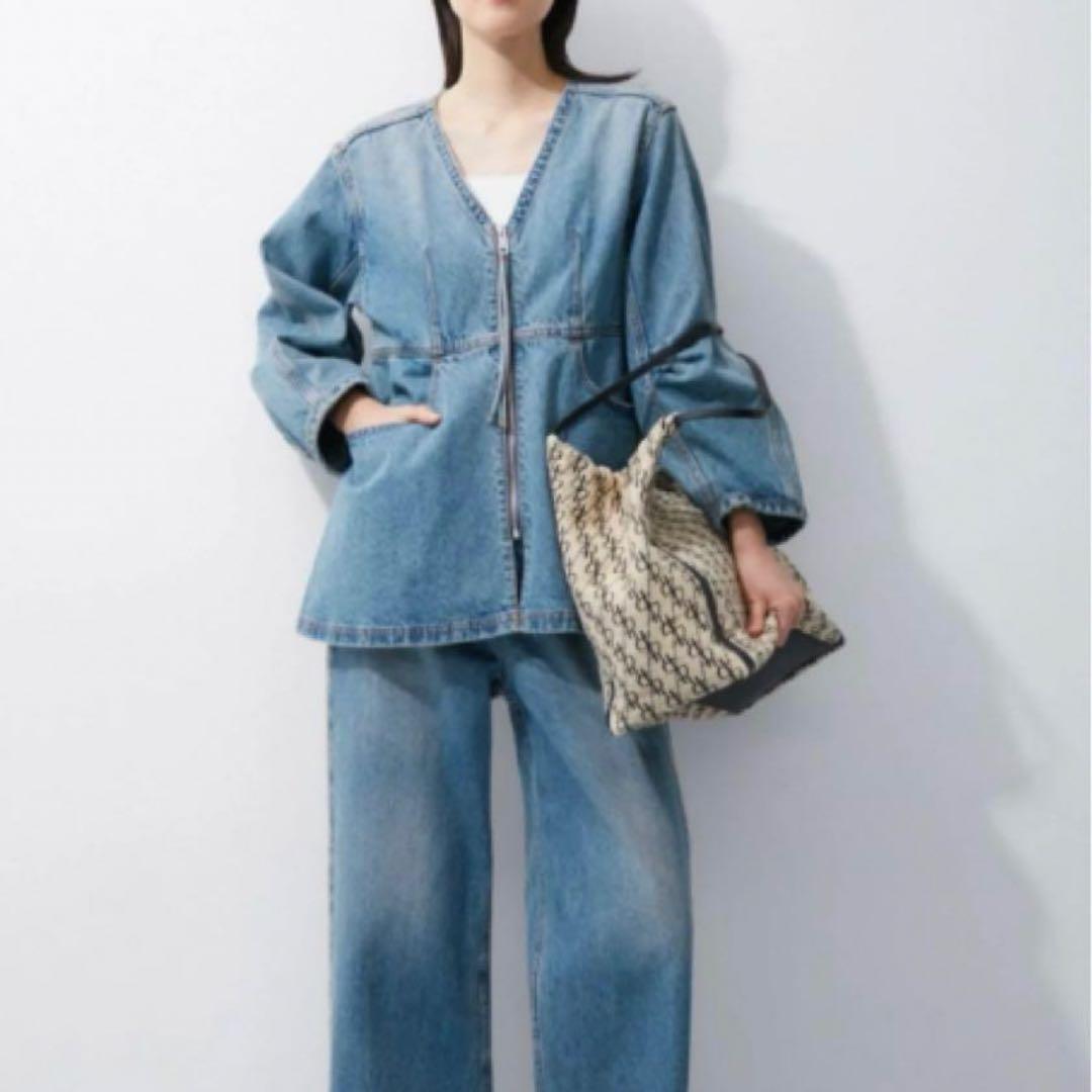 【完売品】ADAM ET ROPE FEMME デニムチュニックシェイプシャツ