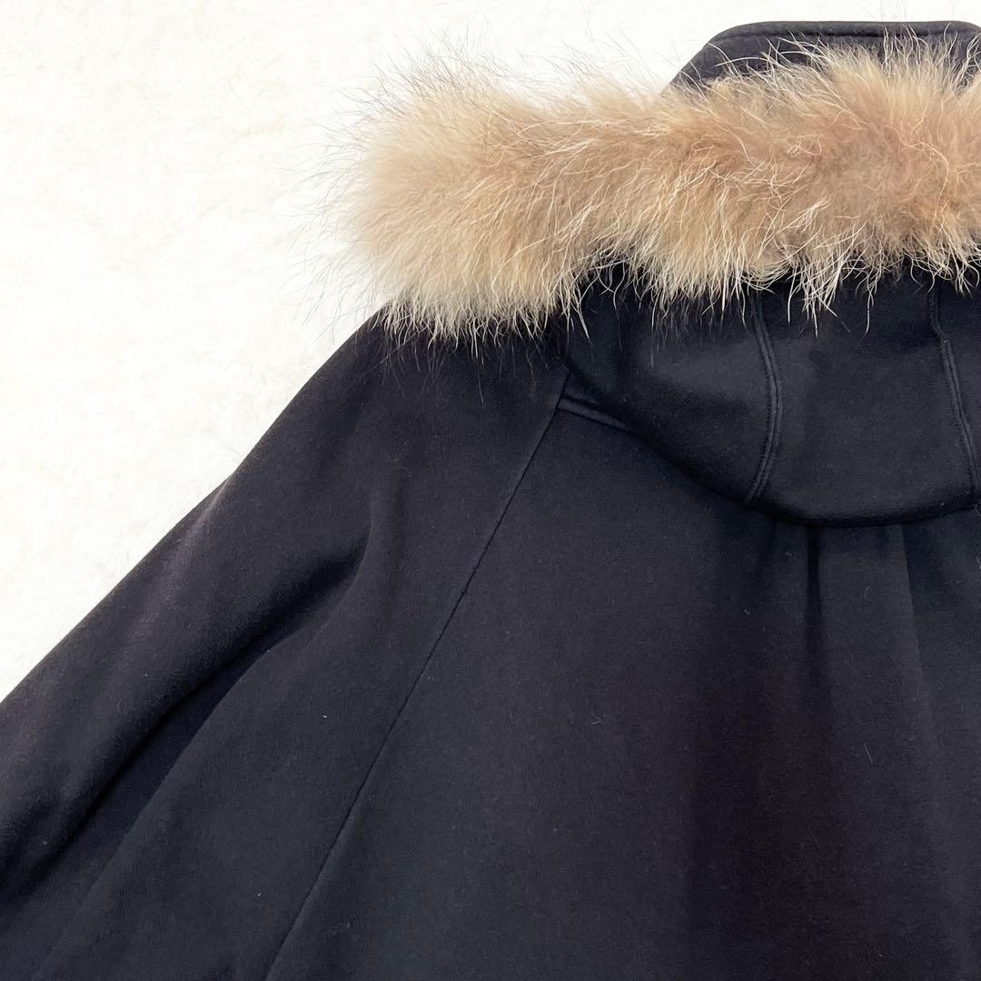 バーバリーブルーレーベル✨️ダッフル　ポンチョ　ケープコート　ラクーンファー　38