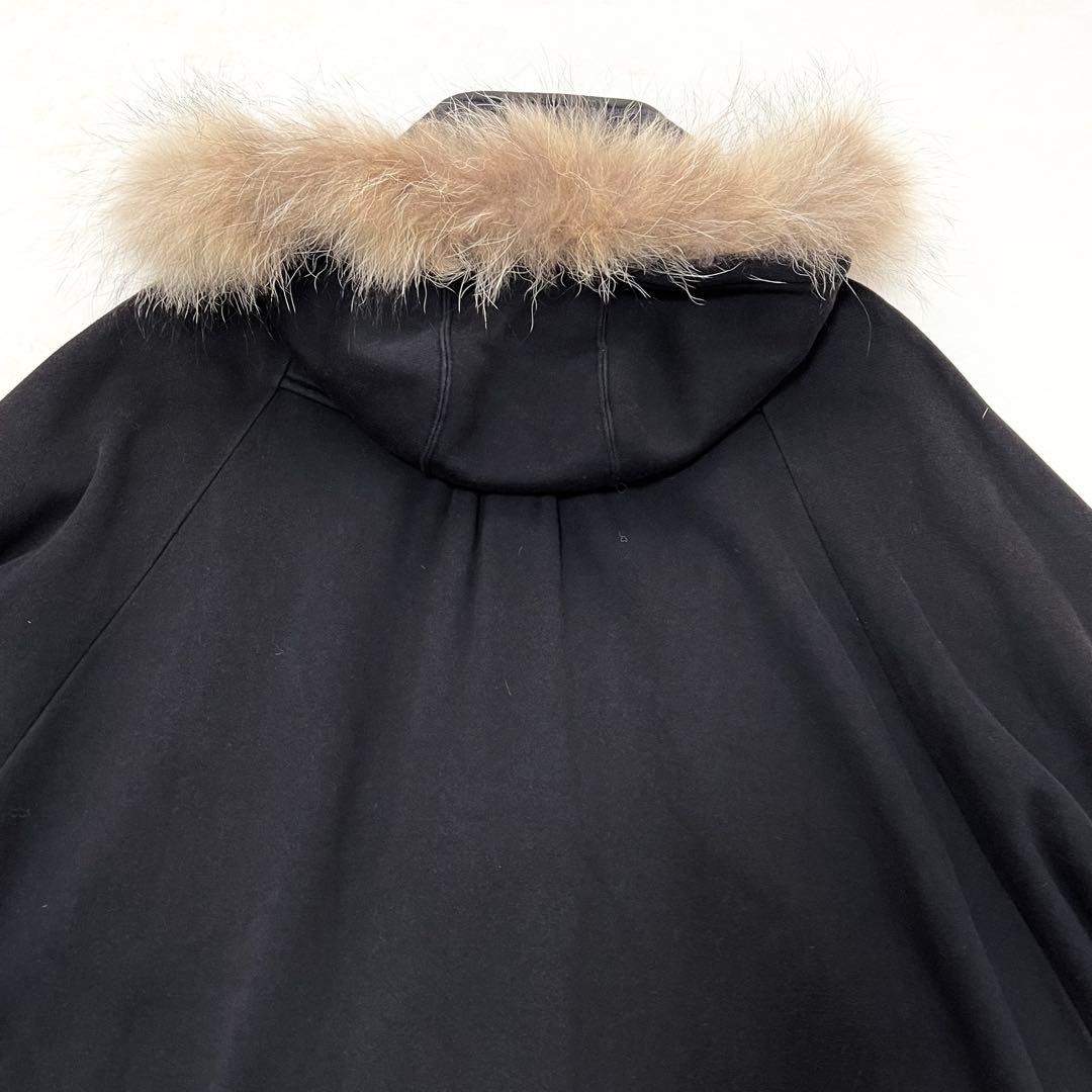 バーバリーブルーレーベル✨️ダッフル　ポンチョ　ケープコート　ラクーンファー　38