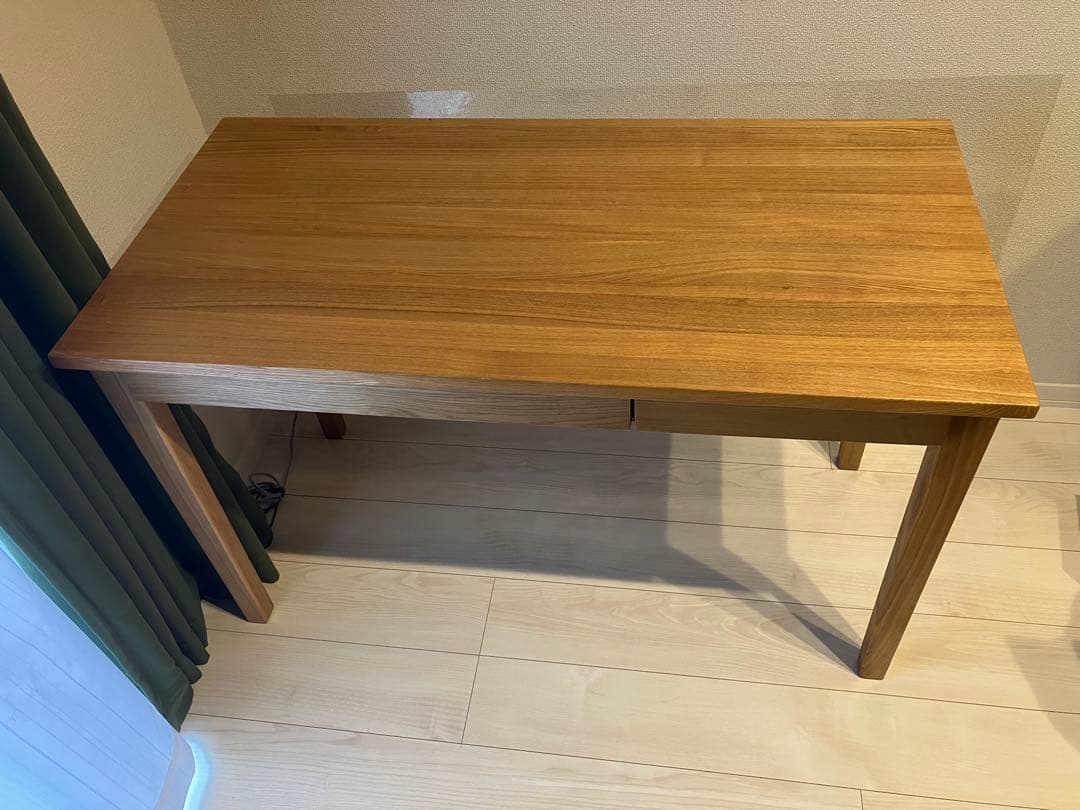 無印良品　タモ材　デスク　引出し付