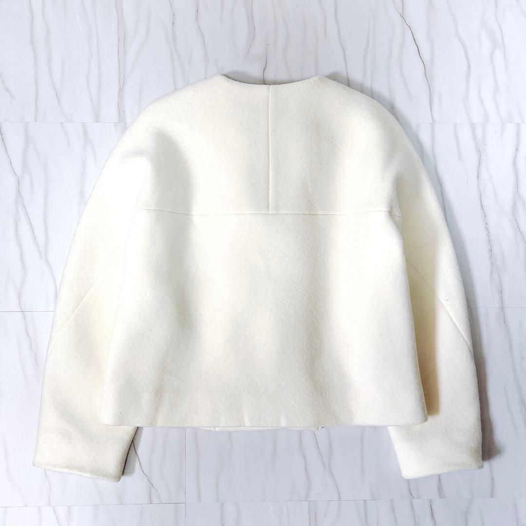 《タグ付き完売品》アルアバイル　ダブルビーバーノーカラージャケット ホワイト 1