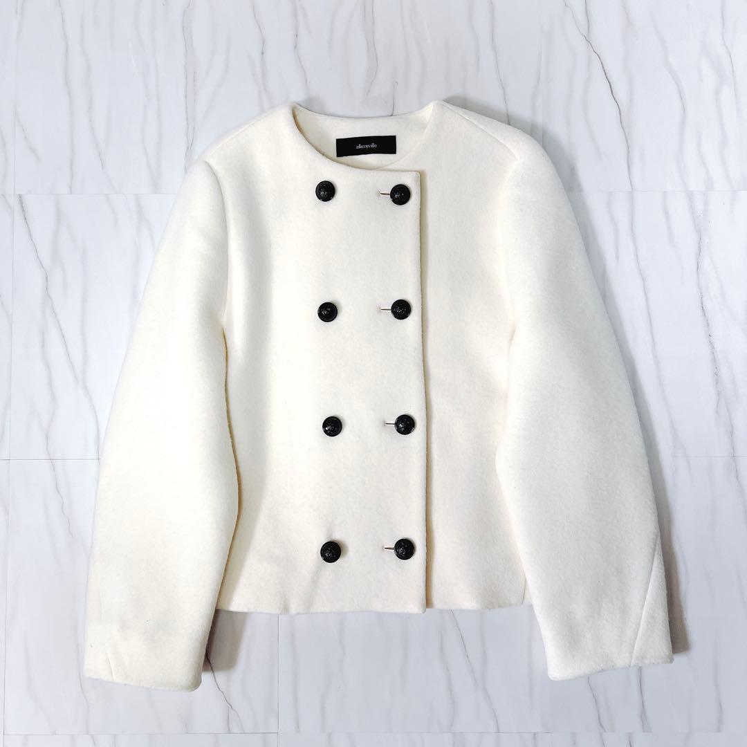 《タグ付き完売品》アルアバイル　ダブルビーバーノーカラージャケット ホワイト 1