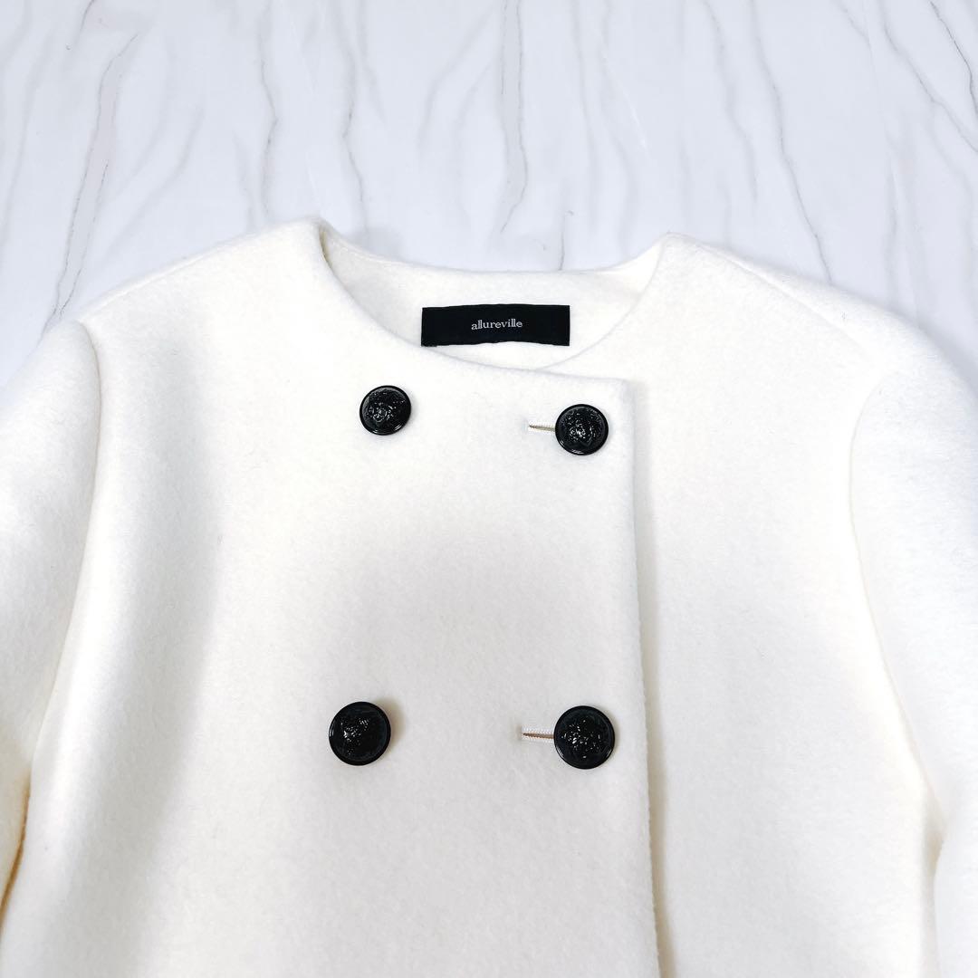 《タグ付き完売品》アルアバイル　ダブルビーバーノーカラージャケット ホワイト 1