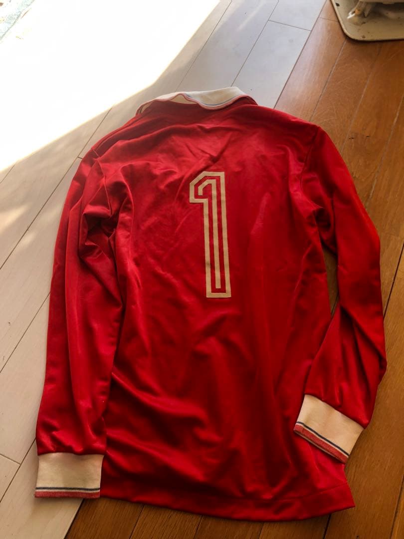 ビンテージ アディダス ジャージ adidas 赤 長袖 ポロシャツ 番号1