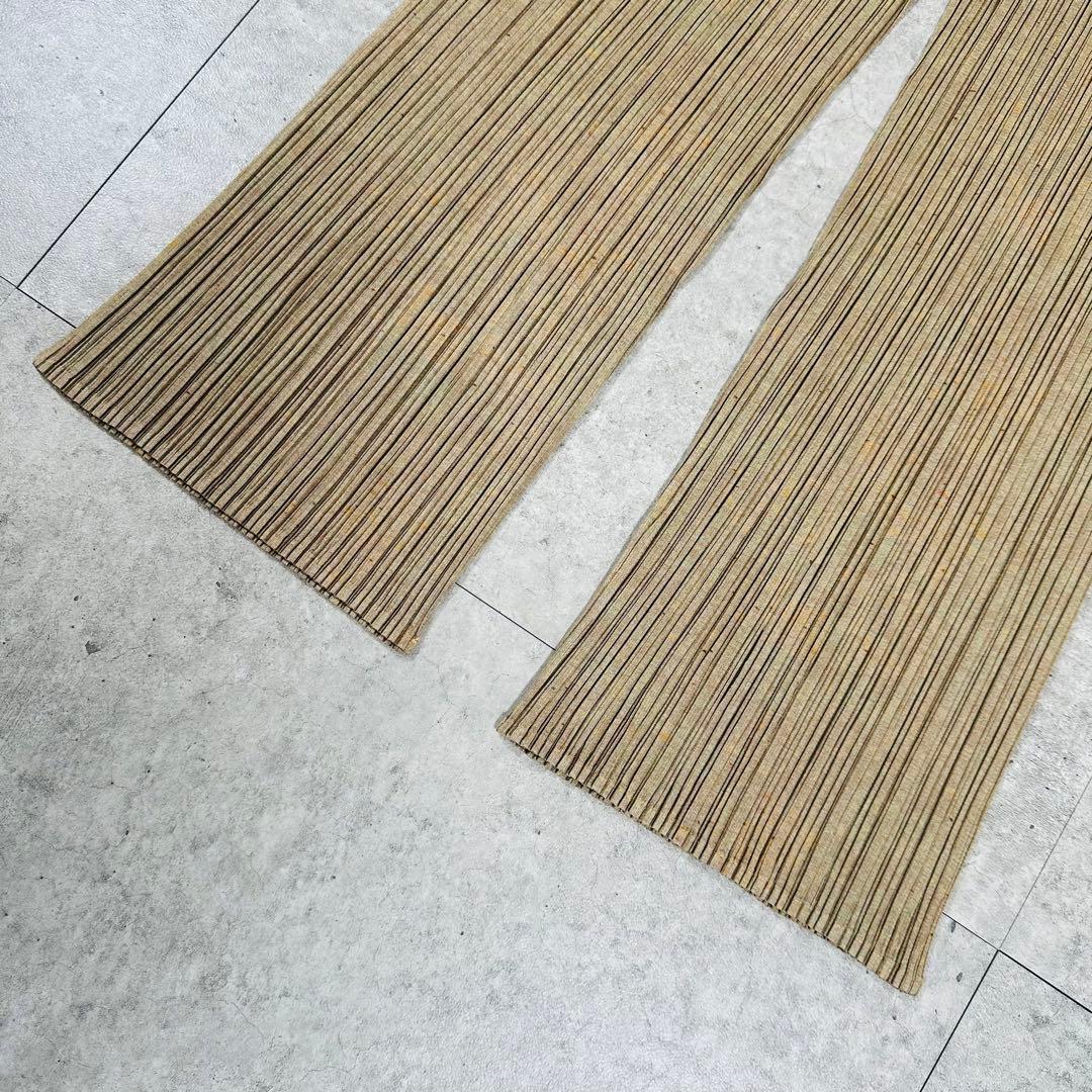 美品 プリーツプリーズ プリーツ加工 プリーツパンツ イッセイミヤケ ベージュ