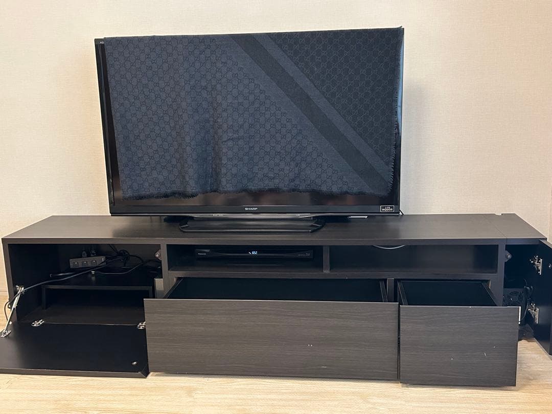 テレビ台 テレビボード 木目調 ブラック 幅180cm