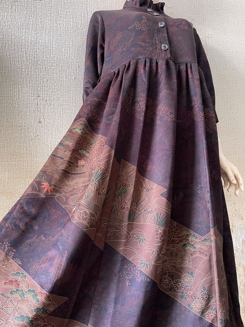 着物リメイクワンピース　訪問着　正絹　2月上司発送