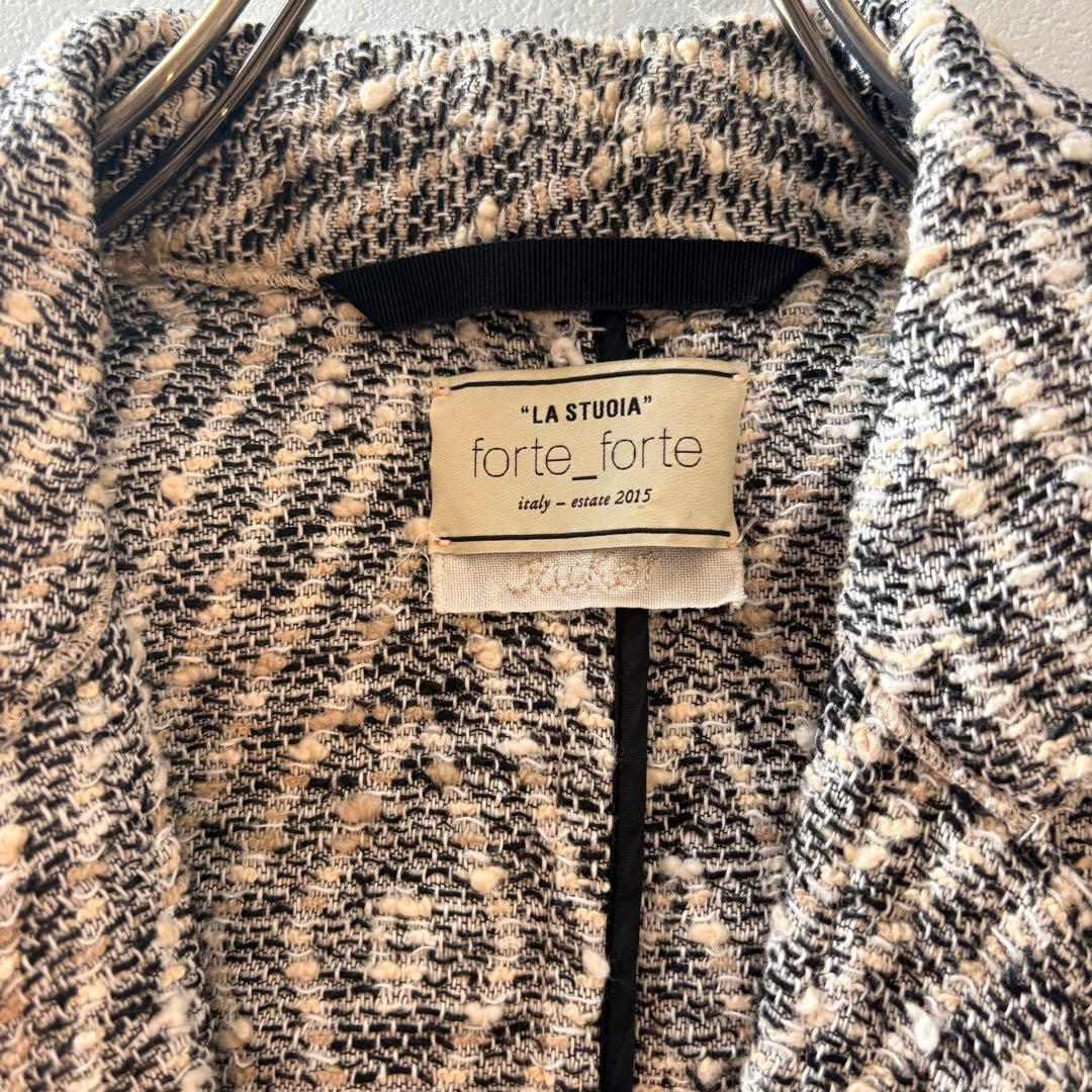 NO forte_forte テーラードジャケット　麻混合　春夏　ツイード