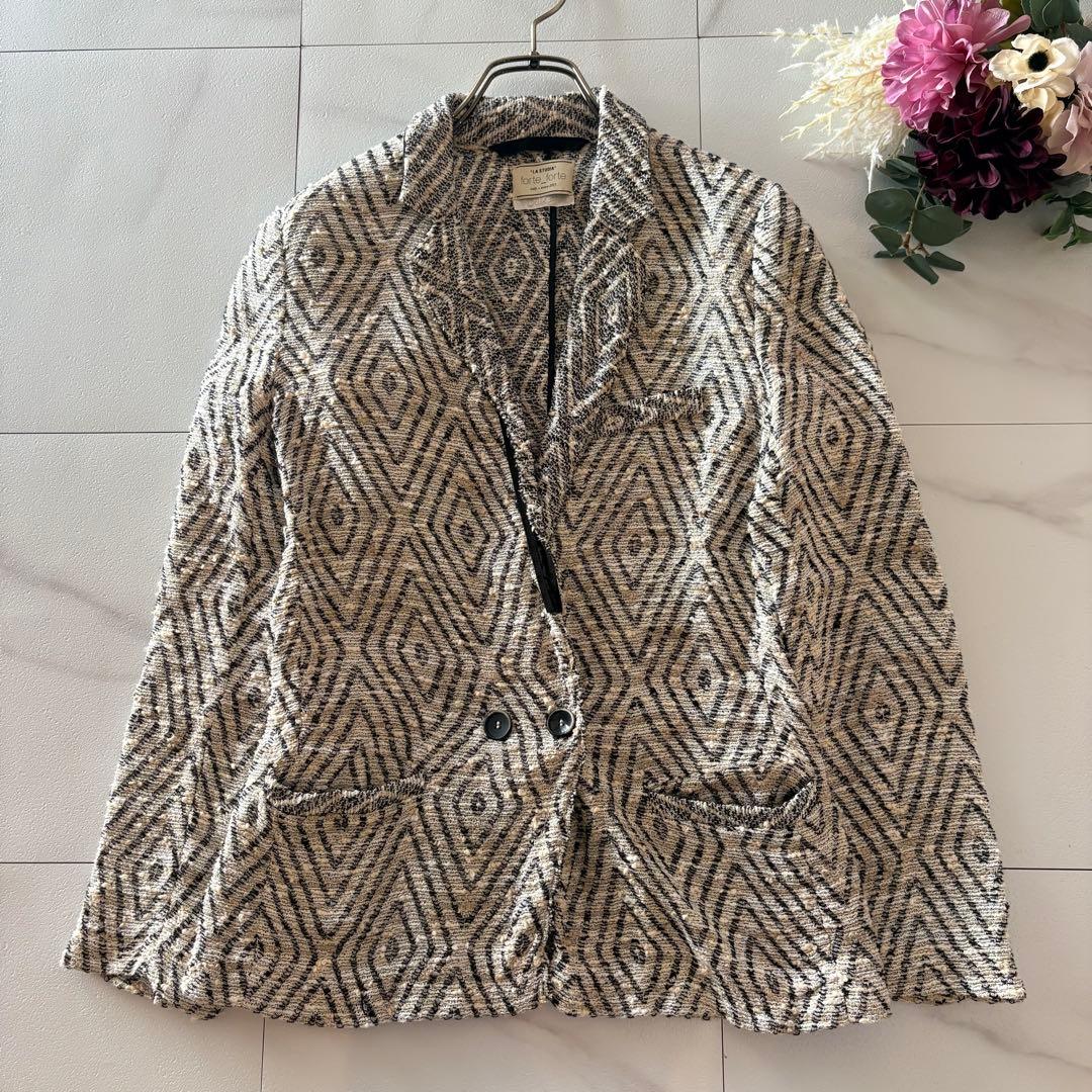 NO forte_forte テーラードジャケット　麻混合　春夏　ツイード