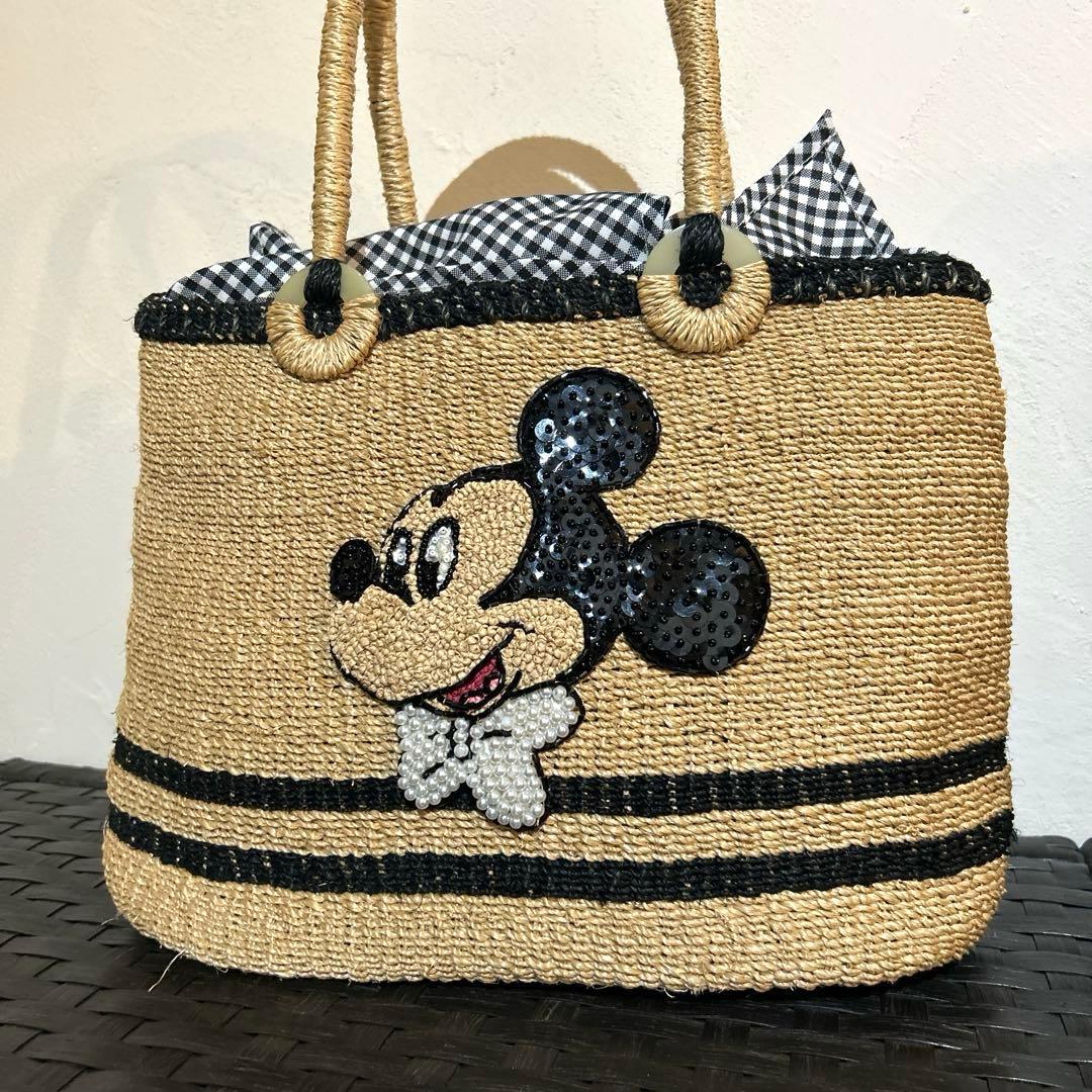 極美品✨ビームスボーイ ミッキーマウス かご トートバッグ ギンガムチェック