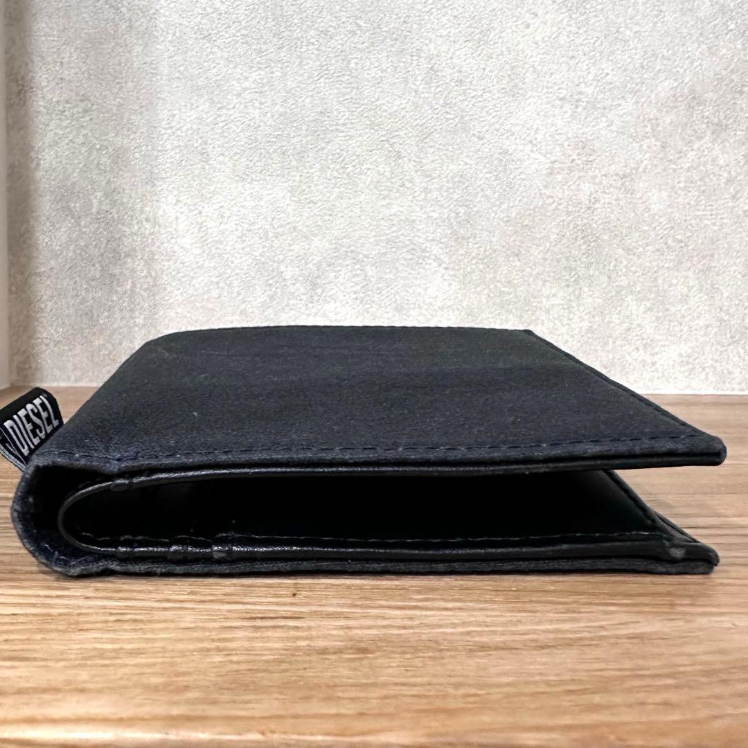 新品 未使用 DIESEL 黒 キャンバス 二つ折り財布 ヴィンテージ 加工