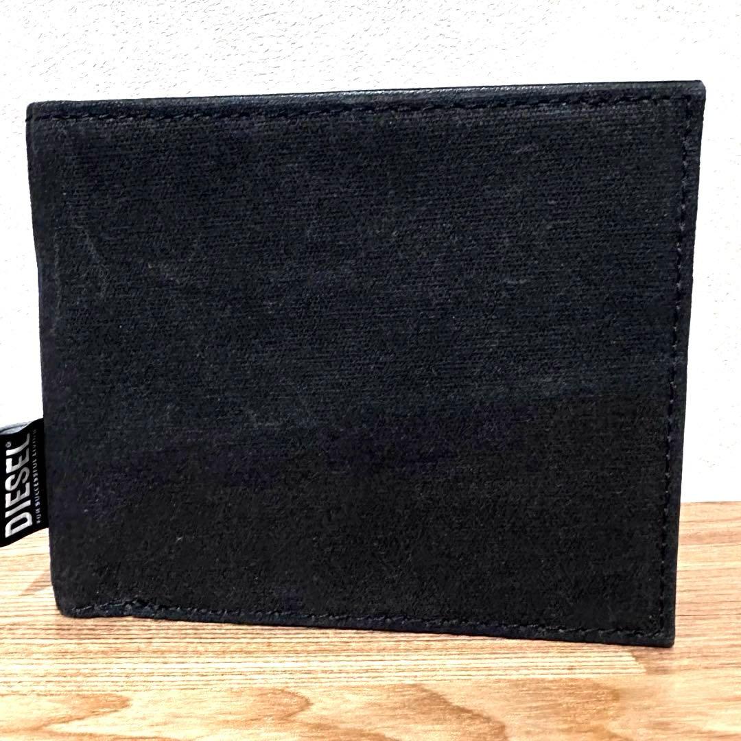 新品 未使用 DIESEL 黒 キャンバス 二つ折り財布 ヴィンテージ 加工