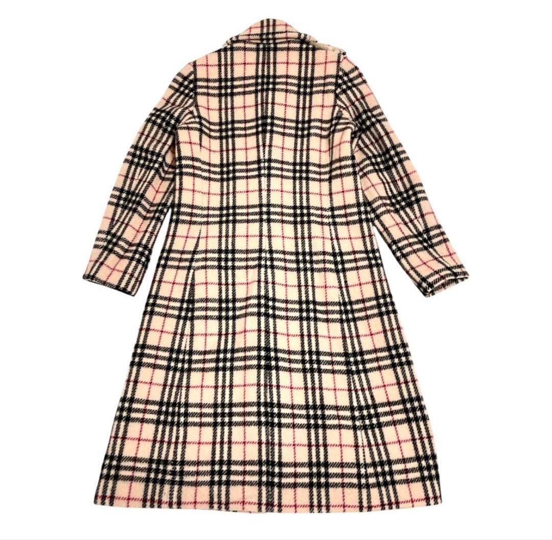 美品　BURBERRY LONDON ノバチェック総柄ウールロングコート　ホース