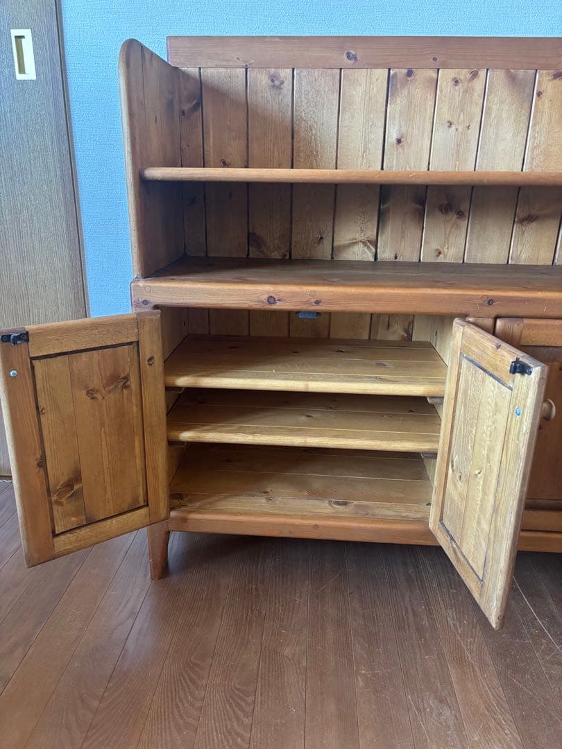 木製キャビネット ナチュラルウッド 収納付き