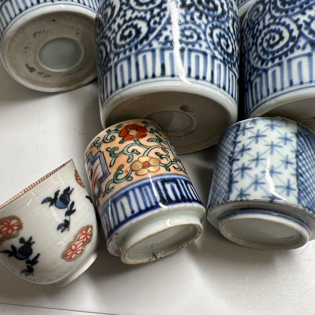 古伊万里　蛸唐草等　染付蕎麦猪口色々16点　東Y7-1224③タエトサ