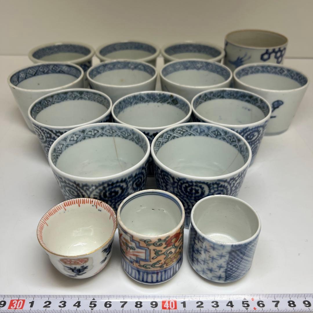 古伊万里　蛸唐草等　染付蕎麦猪口色々16点　東Y7-1224③タエトサ