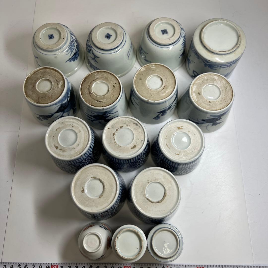 古伊万里　蛸唐草等　染付蕎麦猪口色々16点　東Y7-1224③タエトサ