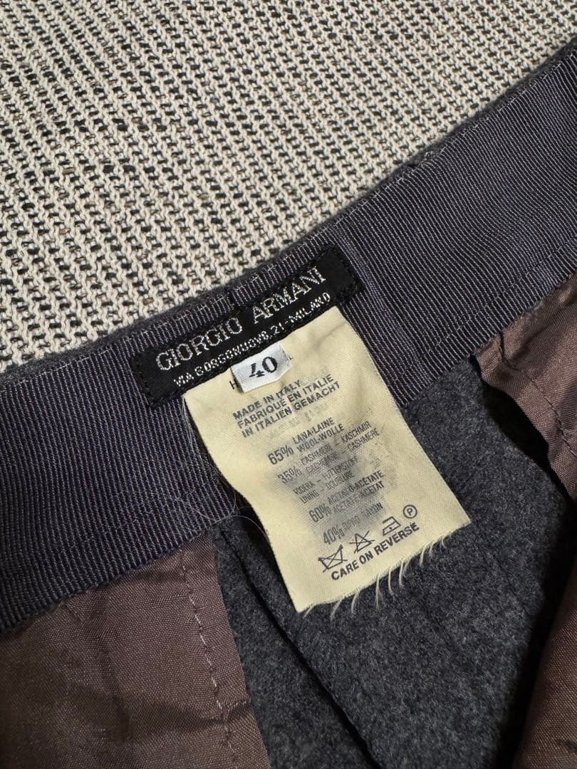 GIORGIO ARMANI 90sウール×カシミア グレーフランネルスラックス
