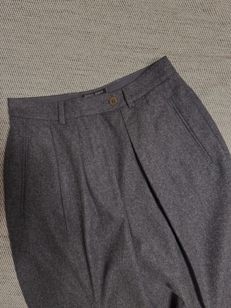 GIORGIO ARMANI 90sウール×カシミア グレーフランネルスラックス