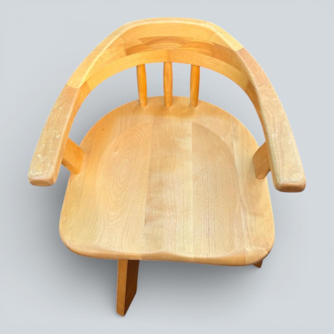 【最終価格】大川家具 回転ダイニングチェア 肘付 幅58cm 天然木 送料込②