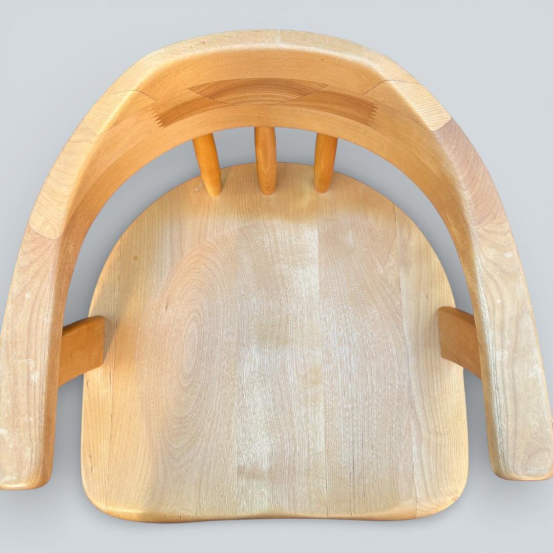 【最終価格】大川家具 回転ダイニングチェア 肘付 幅58cm 天然木 送料込②