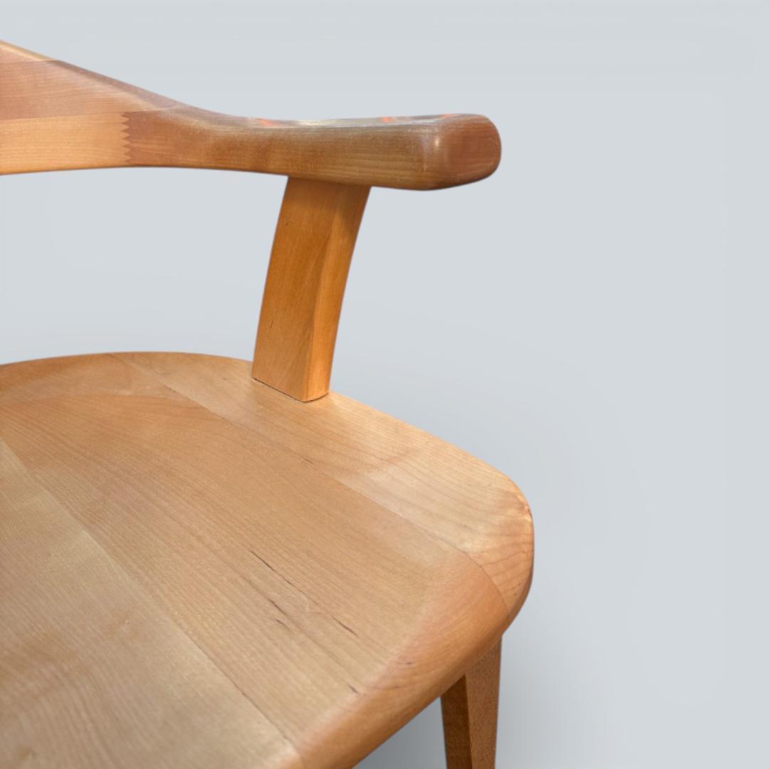 【最終価格】大川家具 回転ダイニングチェア 肘付 幅58cm 天然木 送料込②