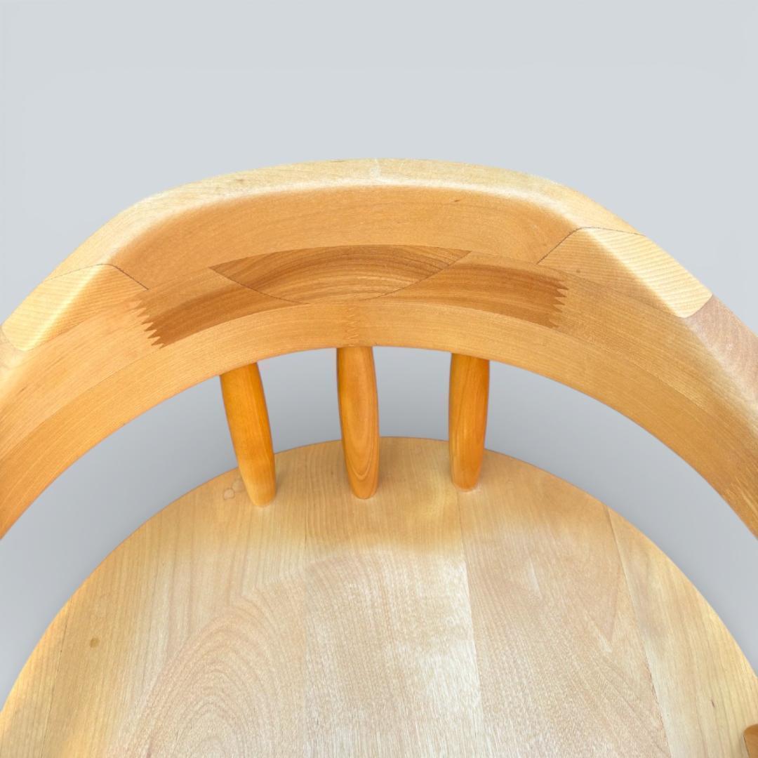 【最終価格】大川家具 回転ダイニングチェア 肘付 幅58cm 天然木 送料込②