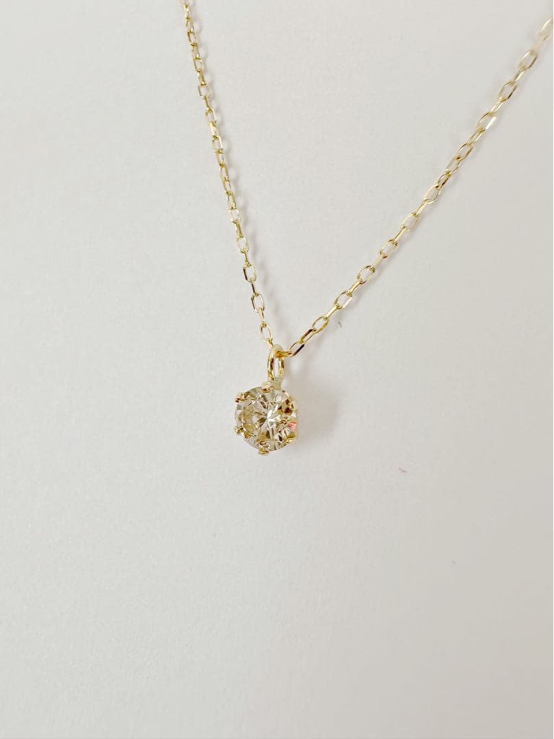 K18！シンプル 6本爪 天然ダイヤモンド ネックレス ！