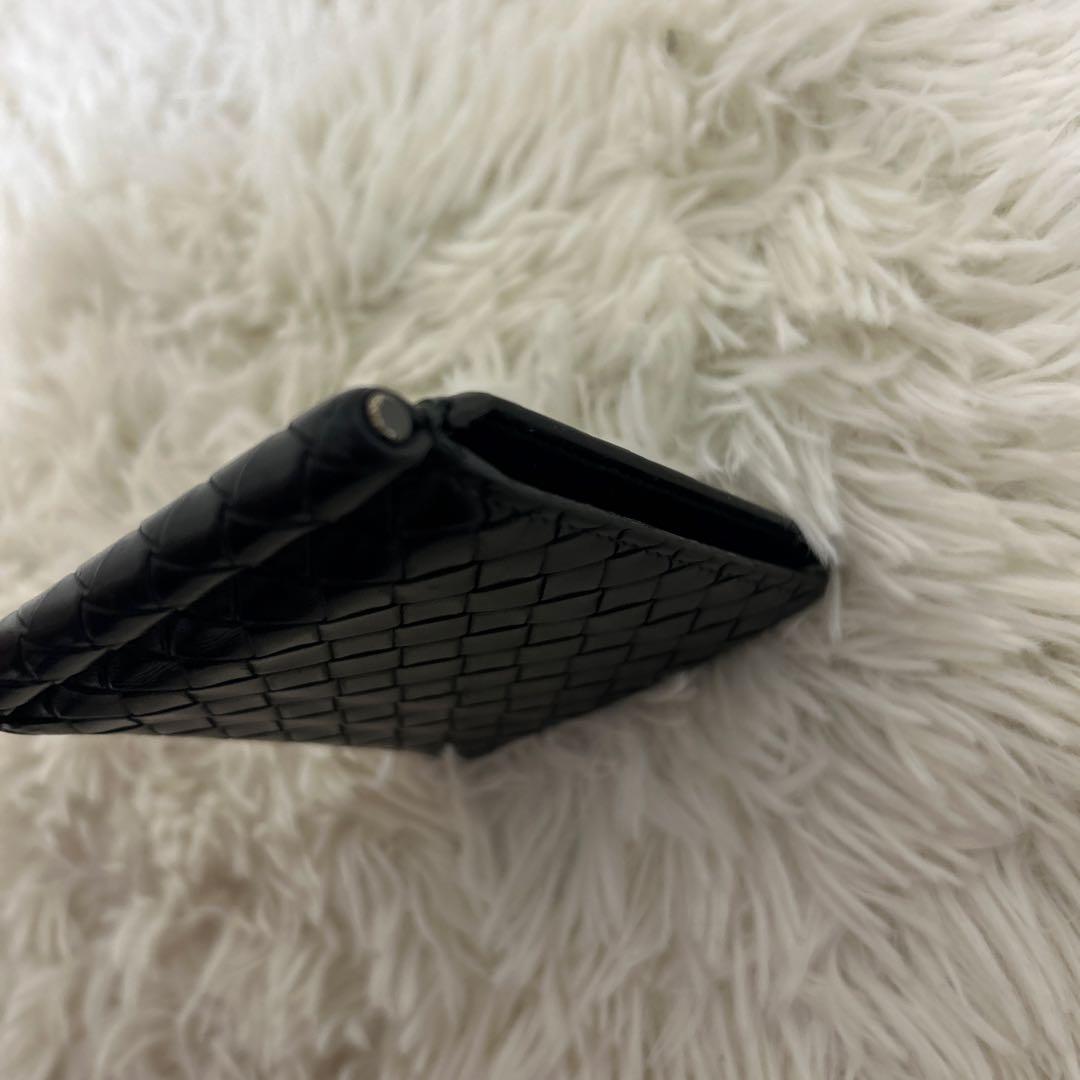 【美品】ボッテガヴェネタ マネークリップ イントレチャート レザー ブラック