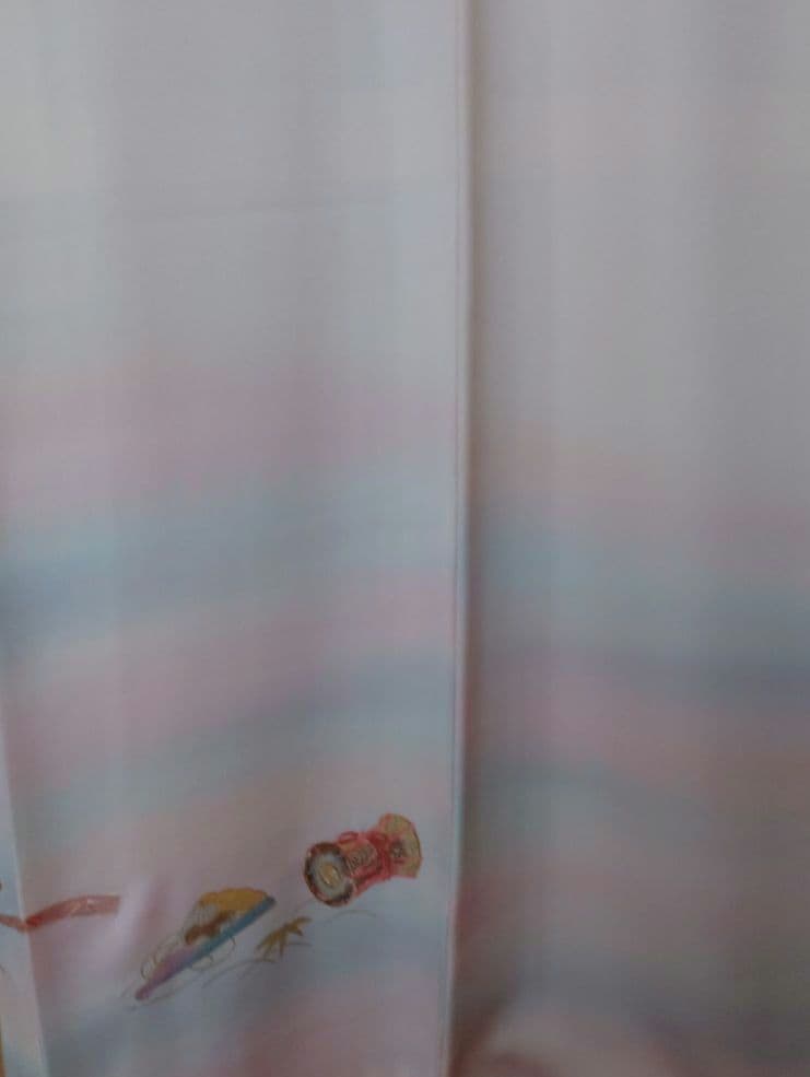 【美品】訪問着フルセット　正絹　袷　桜色　扇面草花文様　唐織六通袋帯